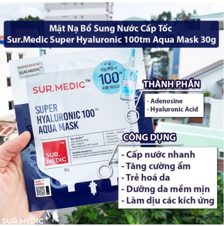 Mặt nạ cấp ẩm chuyên sâu  Sur.Medic Super Hyaluỏnic 100 Aqua