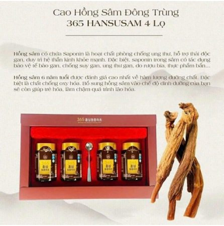 CAO HỒNG SÂM ĐÔNG TRÙNG HẠ THẢO 365 HÀN QUỐC